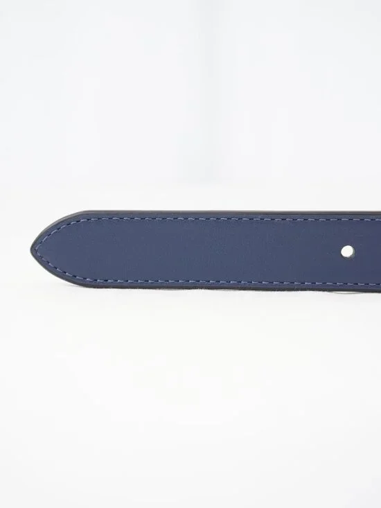 Coach Buckle Cut-To-Size Calf Leather Belt 25mm In Navy Blue/Brown (NWT) - Picture 8 of 11